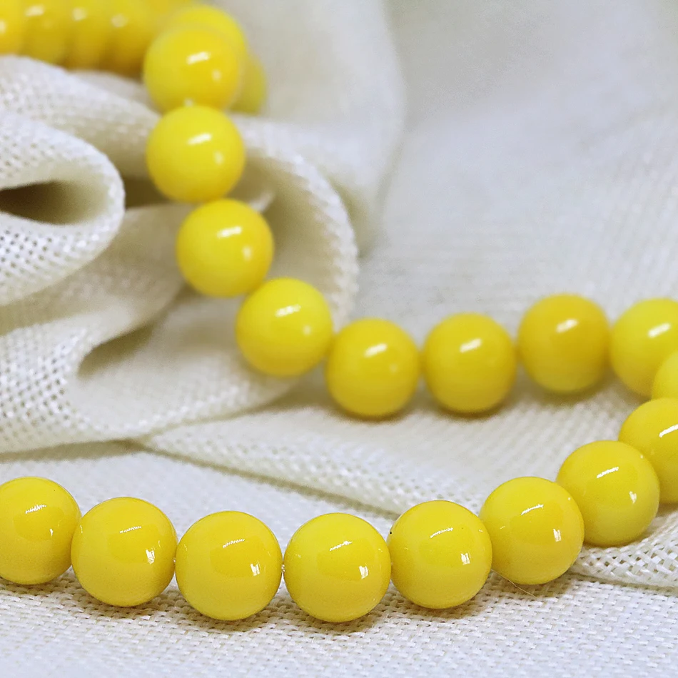 

Top quality lemon yellow 4,6,8,10,12,14mm baking paint glass round loose beads fashion women diy jewelry making 15inch B1631