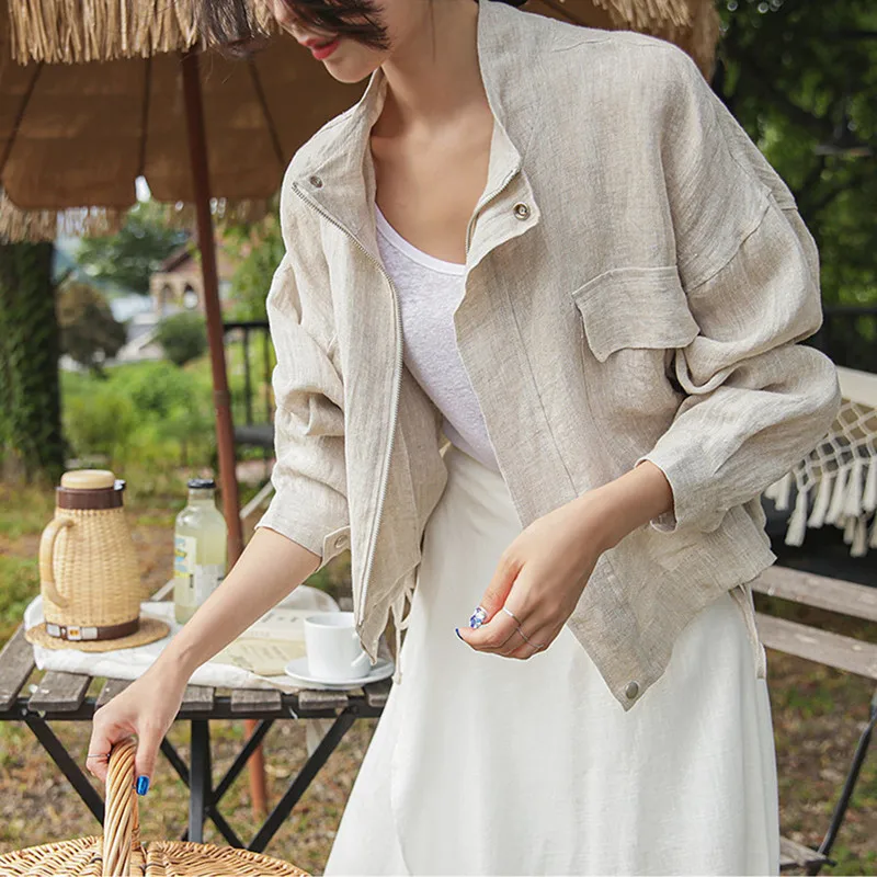 Female Jacket 2019 Autumn Large Pockets Lantern Sleeve Cotton Linen Short Jacket Women New Korean Chic Women Coat
Female Jacket 2019 Autumn Large Pockets Lantern Sleeve Cotton Linen Short Jacket Women New Korean Chic Women Coat