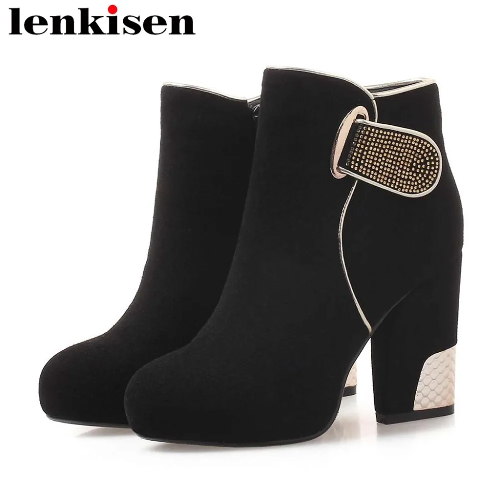 Lenkisen 2018 cow suede zipper plus size round toe super high thick european style crystals buckle decoration ankle heels L00
Lenkisen 2018 cow suede zipper plus size round toe super high thick european style crystals buckle decoration ankle heels L00
