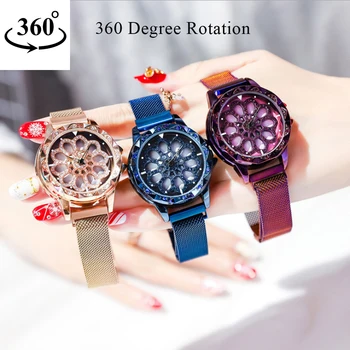 360 Degree Rotation Women Watches Mesh Magnet Starry Sky Ladies Watch Luxury Geometric Quartz Wristwatch Relogio Feminino
360 Degree Rotation Women Watches Mesh Magnet Starry Sky Ladies Watch Luxury Geometric Quartz Wristwatch Relogio Feminino