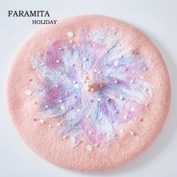 Faramita Holiday Pink Dream Hand Made Beading Valentine's Day Gift Women Cute Wool Beret Colorful Girls Hat Manual Originality
Faramita Holiday Pink Dream Hand Made Beading Valentine's Day Gift Women Cute Wool Beret Colorful Girls Hat Manual Originality