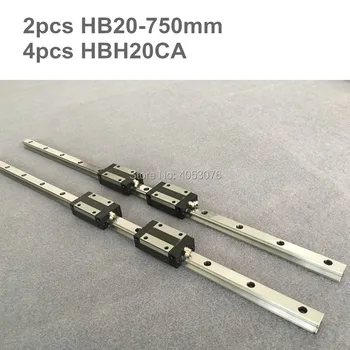 HGR 2 pcs linear guide HB20 750mm Linear rail and 4 pcs HBH20CA linear bearing blocks for CNC parts