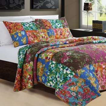 100% Cotton 3 Piece Colorful Flower Power Party Patchwork Quilt Set, Queen(1Coverlet+2 Pillowcases)
100% Cotton 3 Piece Colorful Flower Power Party Patchwork Quilt Set, Queen(1Coverlet+2 Pillowcases)