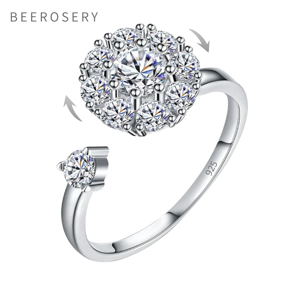 BEEROSERY Sparkling Rotate Ring Cubic Zirconia 925 Sterling Silver Adjustable Opening Finger Fashion Flower Ring For Women
BEEROSERY Sparkling Rotate Ring Cubic Zirconia 925 Sterling Silver Adjustable Opening Finger Fashion Flower Ring For Women
