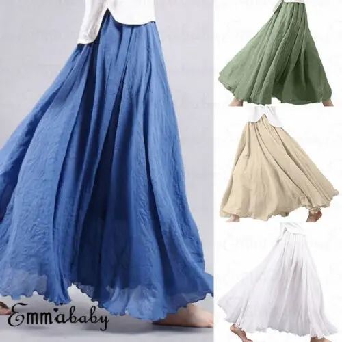 Women Ladies Elastic Long Skirt Cotton Linen A-Line Casual Pleated Long Skirt Summer Casual
Women Ladies Elastic Long Skirt Cotton Linen A-Line Casual Pleated Long Skirt Summer Casual