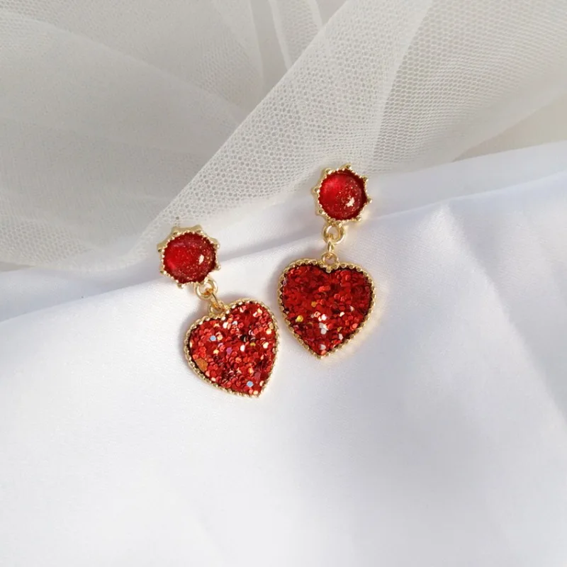 Fashion Stylish Cute Sequins Red Heart Drop Earrings for Women Statement Teardrops Korean Jewelry Pendientes Brincos YBY28
Fashion Stylish Cute Sequins Red Heart Drop Earrings for Women Statement Teardrops Korean Jewelry Pendientes Brincos YBY28