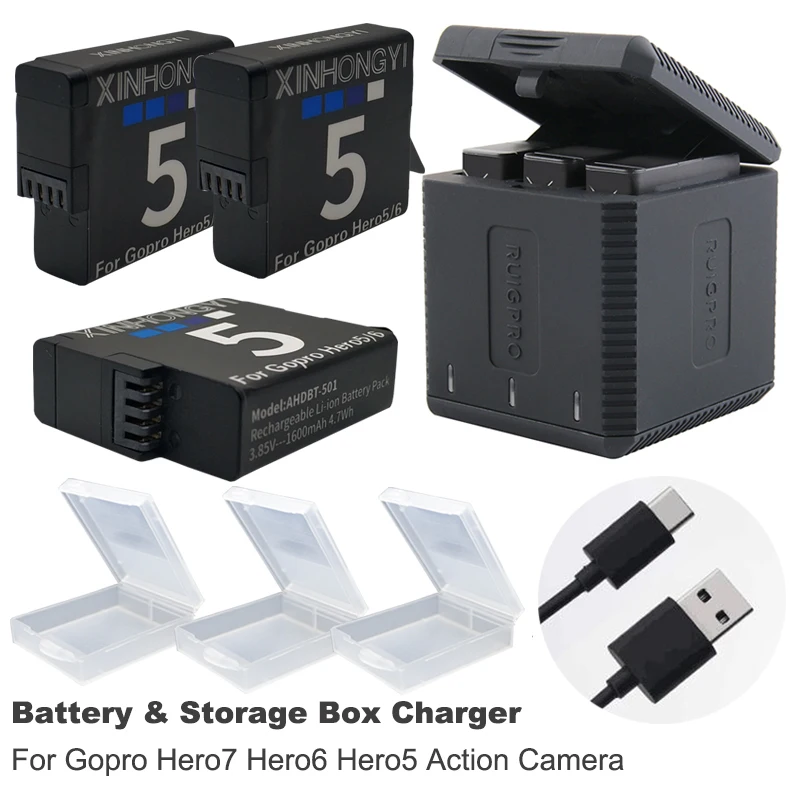 1600mAh Hero7 battery and case + USB type-c storage box charger for GoPro hero7 6 GoPro 7 Hero6 Hero5 bateria Camera accessories
1600mAh Hero7 battery and case + USB type-c storage box charger for GoPro hero7 6 GoPro 7 Hero6 Hero5 bateria Camera accessories