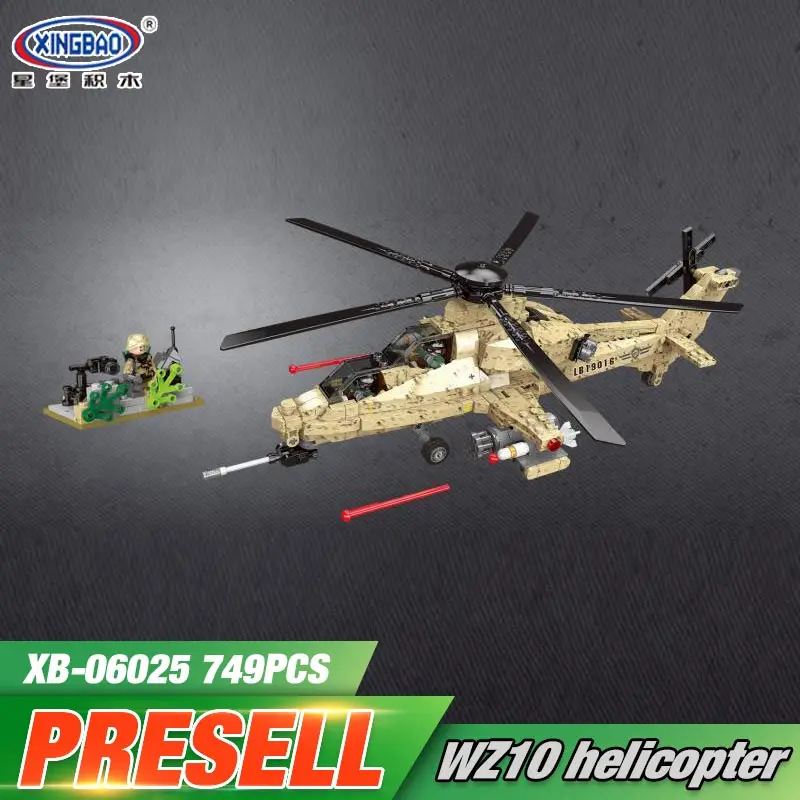 XINGBAO 06025 749PCS Military Series The WZ10 Helicopter Set Building Blocks Bricks Helicopter Model Kid Toys Christmas Gifts
XINGBAO 06025 749PCS Military Series The WZ10 Helicopter Set Building Blocks Bricks Helicopter Model Kid Toys Christmas Gifts