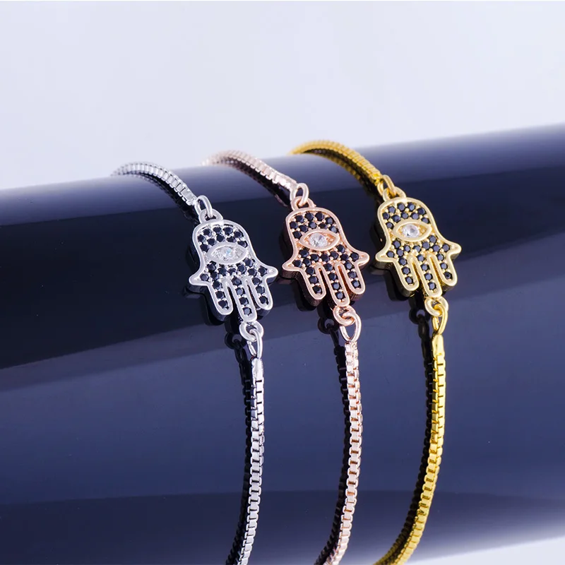2018 New Design Jewelry Black Zircon Hamsa Fatima Hand Greek Evil Eye Connector Charms With Gold Chains Women Fashion Bracelets
2018 New Design Jewelry Black Zircon Hamsa Fatima Hand Greek Evil Eye Connector Charms With Gold Chains Women Fashion Bracelets