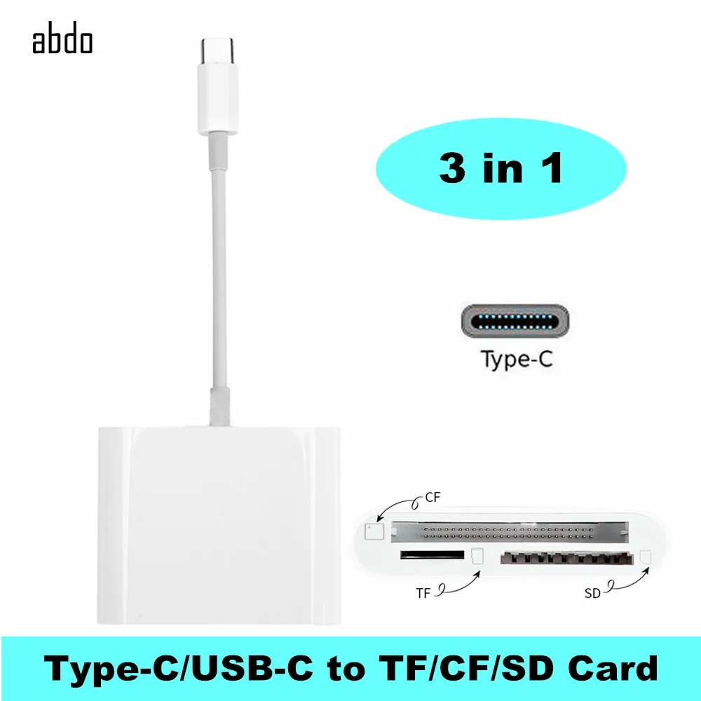 

Type-C/USB-C to SD/TF/CF Digital Camera Kit Memory Card Reader Date Cable Adapter For iPad Pro / Xiaomi Notebook / OTG Phone