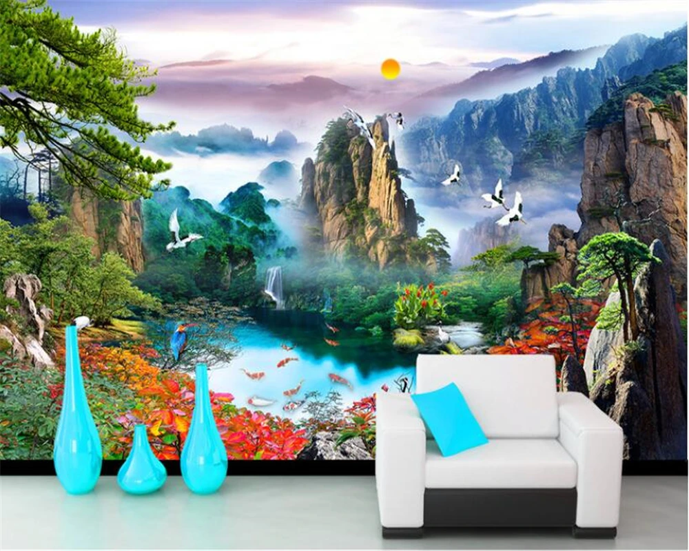 Beibehang Custom-sized living room 3D wall mural wallpaper 3d modern stylish Crane landscape painting photo mural 3D wallpaper
Beibehang Custom-sized living room 3D wall mural wallpaper 3d modern stylish Crane landscape painting photo mural 3D wallpaper