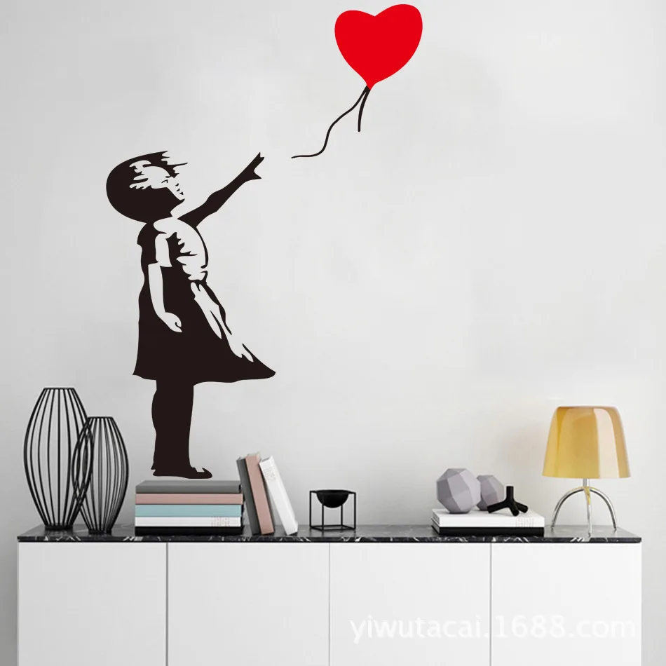 Banksy детская девочка с воздушным шаром виниловая настенная наклейка Наклейка