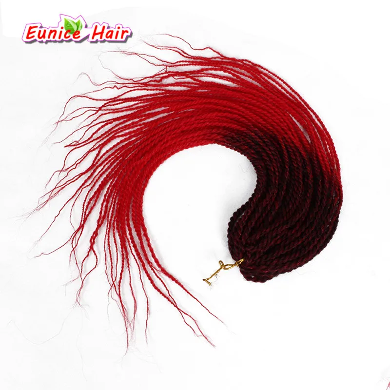 

Ombre #1B/350 #1B/Red 30 Strands 18inch Senegalese Twist Crochet Braids hair Extensions Kanekalon Fiber Braiding Hair Synthetic