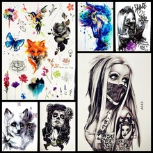 Nouveau Design Sexy fille avec masque temporaire tatouage autocollant hommes noir corps Art bras Flash étanche tatouage henné Tatoo arabe femmes(China)