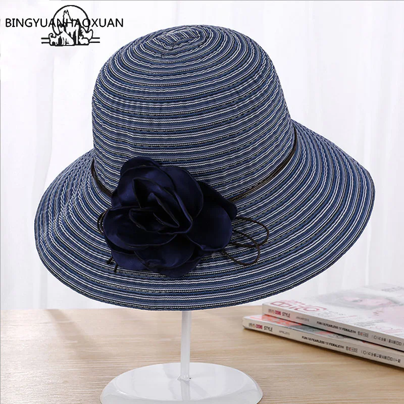 BINGYUANHAOXUAN Elegant Floral Sun Visor Hats Wide Brim Beach Cap Stripe Summer Hat Women Floppy Sun Hats Ladies Party Hat Femme
BINGYUANHAOXUAN Elegant Floral Sun Visor Hats Wide Brim Beach Cap Stripe Summer Hat Women Floppy Sun Hats Ladies Party Hat Femme