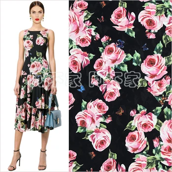 Dujiabana black rose butterfly print dress clothing fabric high-grade micro-elastic handmade shirt fabric
Dujiabana black rose butterfly print dress clothing fabric high-grade micro-elastic handmade shirt fabric