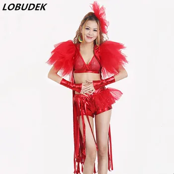 Bar Nightlclub DJ singer female costumes Dance group Jazz Modern dance stage Performance outfit sexy red 5 piece sets Costume
Bar Nightlclub DJ singer female costumes Dance group Jazz Modern dance stage Performance outfit sexy red 5 piece sets Costume