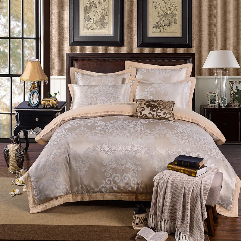 European Satin Bedlinen Luxury Jacquard 4PCS Bedding Sets Embroidery Bedclothes Tencel Satin Bed Sheet duvet cover pillowcases
European Satin Bedlinen Luxury Jacquard 4PCS Bedding Sets Embroidery Bedclothes Tencel Satin Bed Sheet duvet cover pillowcases