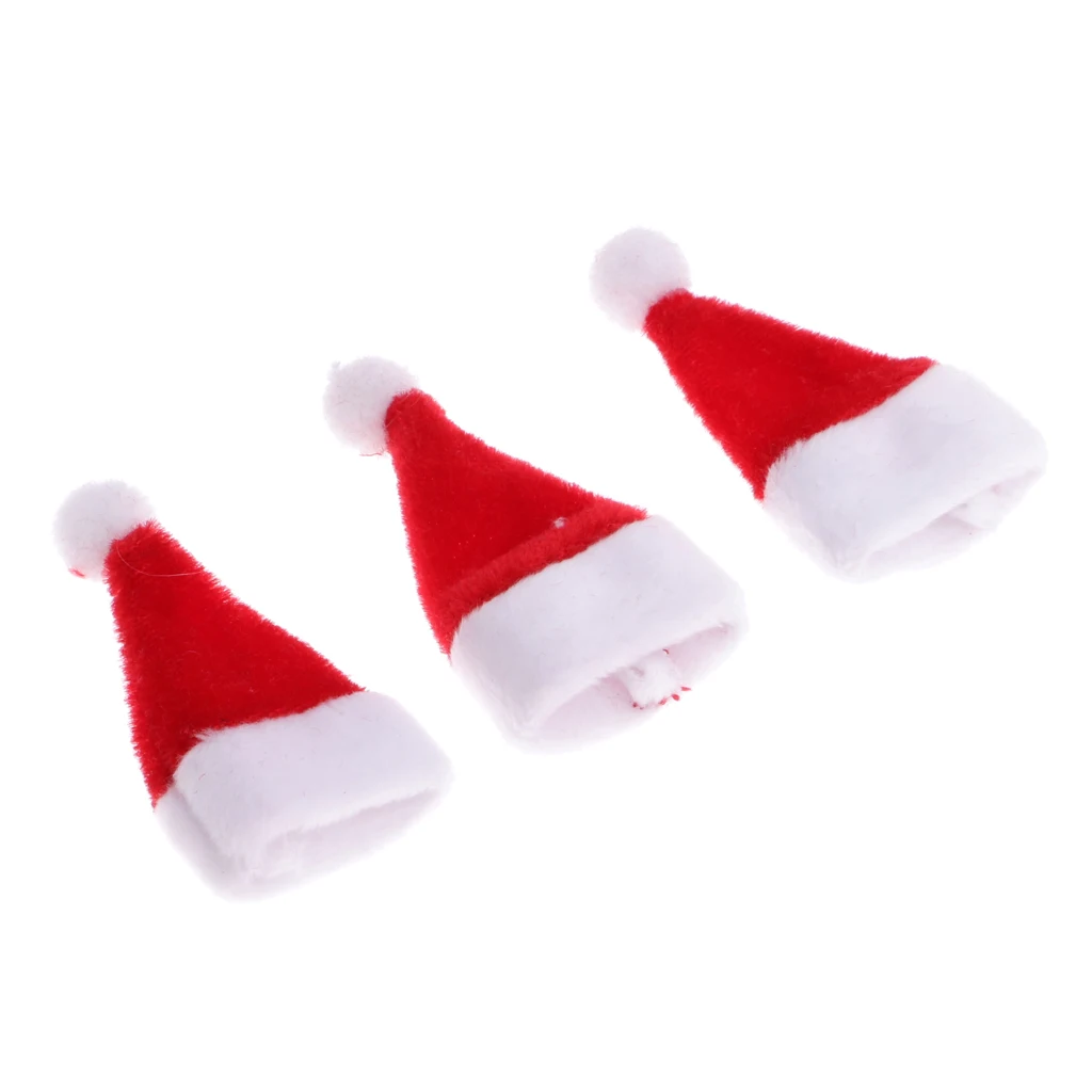 3pcs 1/12 Scale Santa Claus Hat Dollhouse Miniature Christmas Life Scenes Decoration Accessories