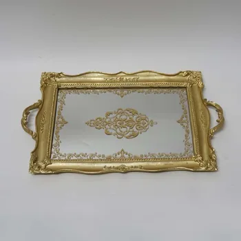 Vintage classical large rectangular carved mirror tray light gold tea fruit dessert decoration
Vintage classical large rectangular carved mirror tray light gold tea fruit dessert decoration