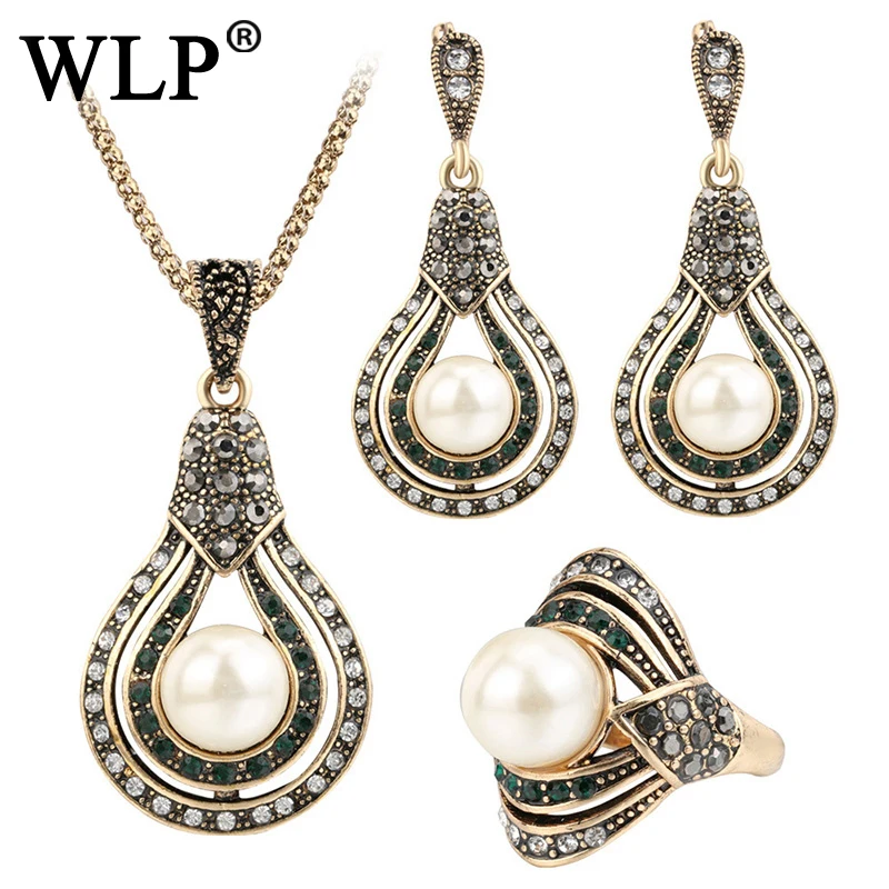 Комплект из колье серёг и кольца с искусственным жемчугом|necklace earring ring sets|pearl jewelry