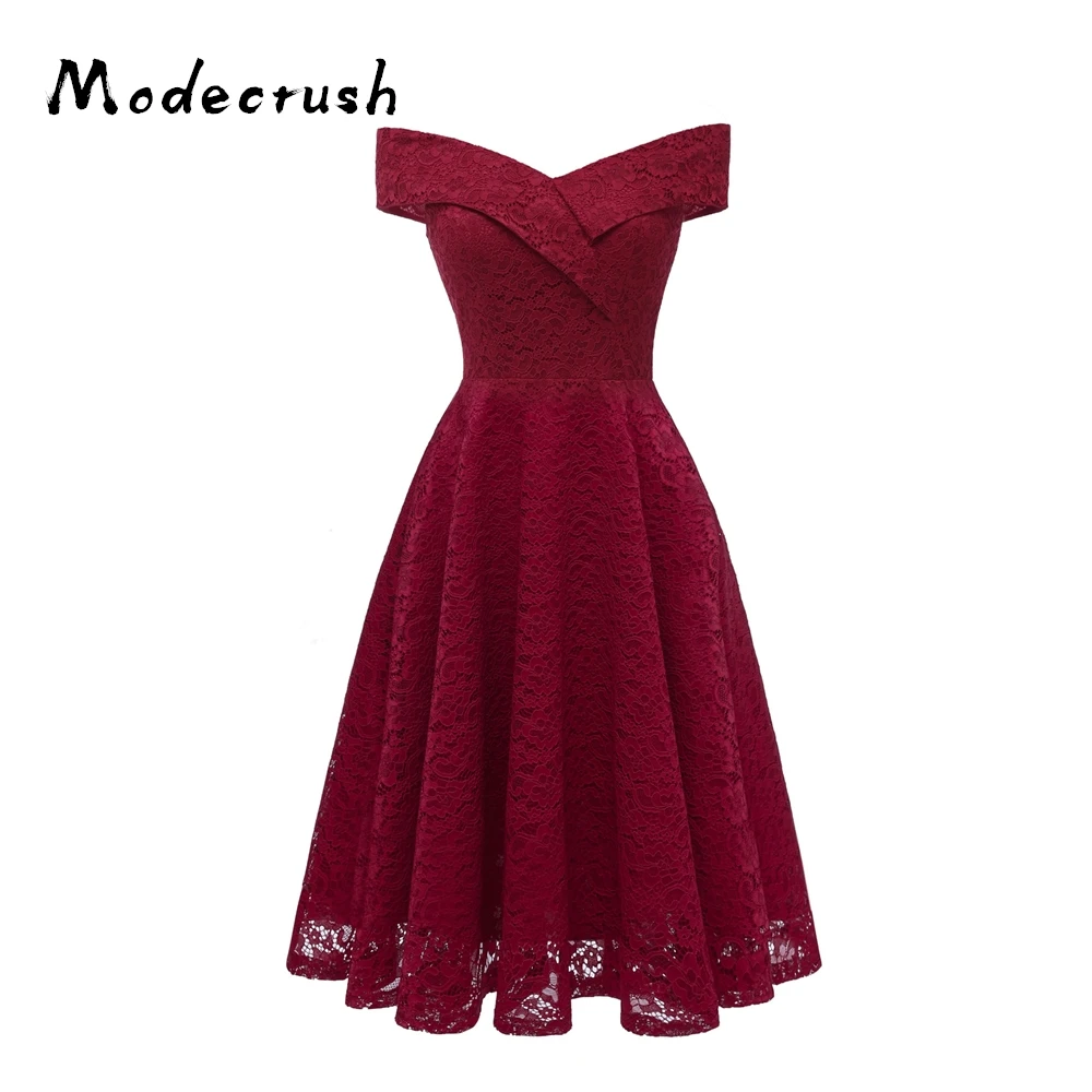 Modecrush Women's Elegant Slash Neck Lace Pleated Dress 2019 New Female Vintage A Line Evening Party Dresses
Modecrush Women's Elegant Slash Neck Lace Pleated Dress 2019 New Female Vintage A Line Evening Party Dresses
