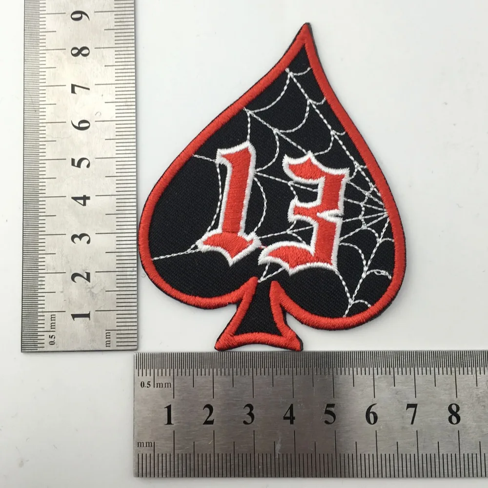 Red Edge Spade Embroidered Patch DIY Style Clothing Decoration (2)