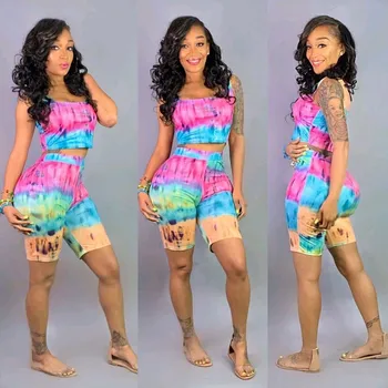 Rainbow Tie Dye Sexy Two Piece Outfit Women O Neck Sleeveless Tank Top And Biker Shorts 2 Piece Matching Set
Rainbow Tie Dye Sexy Two Piece Outfit Women O Neck Sleeveless Tank Top And Biker Shorts 2 Piece Matching Set