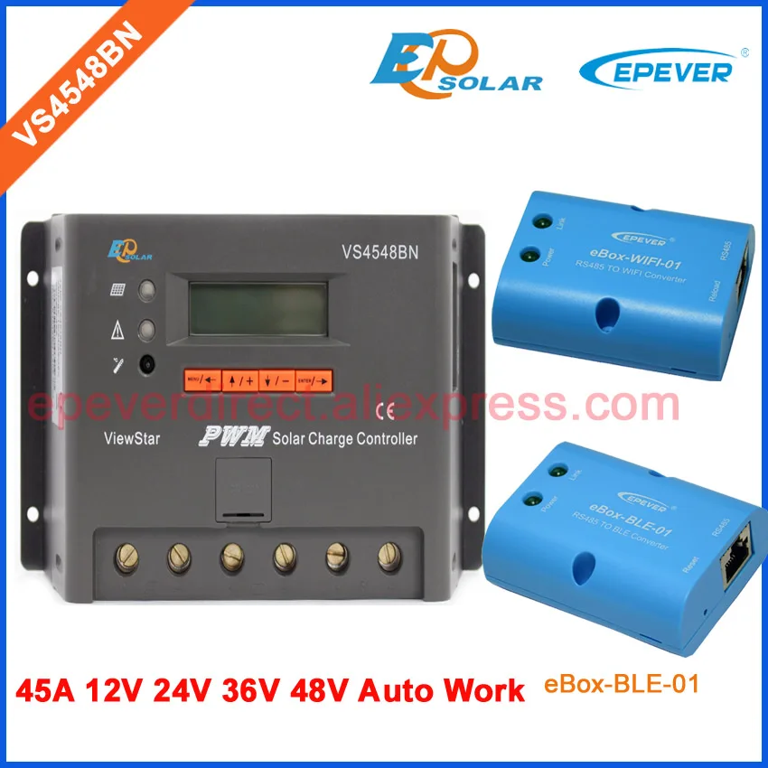 PWM lcd controller VS4548BN wifi abd BLE BOX solar charger controller EPSolar/EPEVER 45A 45amp 12v/24v/36v/48v
PWM lcd controller VS4548BN wifi abd BLE BOX solar charger controller EPSolar/EPEVER 45A 45amp 12v/24v/36v/48v