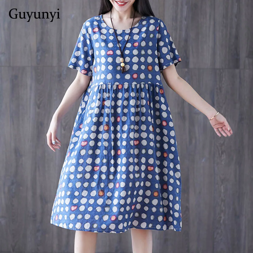 Summer Comfortable Casual Dress 2019 Small Draped Loose Hem Short Sleeve O-Neck Dot Printing Vintage Cotton Linen Dresses
Summer Comfortable Casual Dress 2019 Small Draped Loose Hem Short Sleeve O-Neck Dot Printing Vintage Cotton Linen Dresses