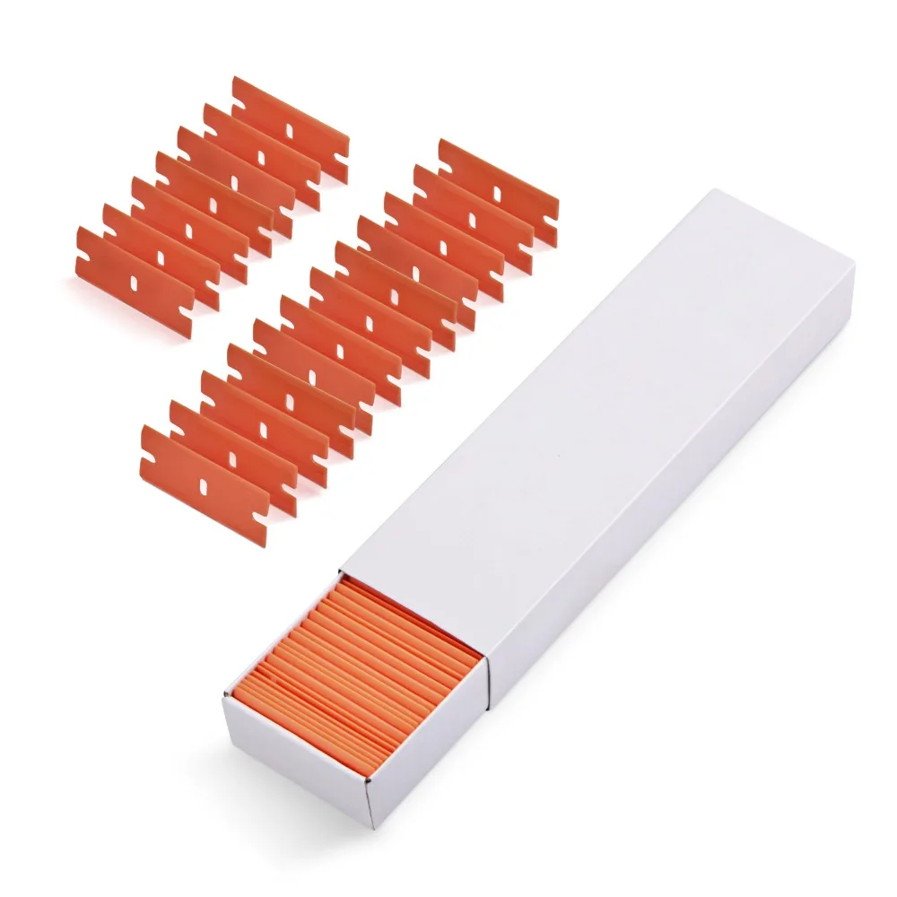 FOSHIO 100pcs 1.5" Double Edged Plastic Razor Scraper Blade for Scraping Labels and Stickers Decals from Window Glass Windshield
FOSHIO 100pcs 1.5" Double Edged Plastic Razor Scraper Blade for Scraping Labels and Stickers Decals from Window Glass Windshield