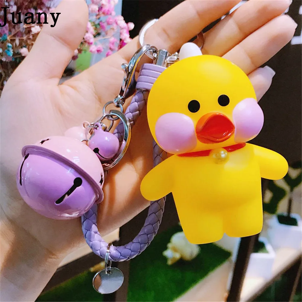 Juany duck key chain key ring pom gift for women girl bag pendant charm key ring 6