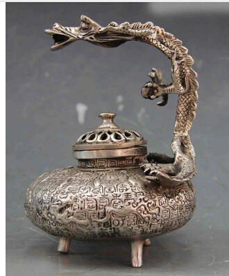 5.5 budismo blanco Copper Silver Dragon incensario incienso quemador estatua copper decoration bronze factory Pure Brass
5.5 budismo blanco Copper Silver Dragon incensario incienso quemador estatua copper decoration bronze factory Pure Brass