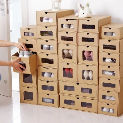 DIY Kraft Paper Stackable Shoe Storage Box Case Drawer Transparent Shoe Boxes Organizer Home Dust-proof Finishing Box Organizer
DIY Kraft Paper Stackable Shoe Storage Box Case Drawer Transparent Shoe Boxes Organizer Home Dust-proof Finishing Box Organizer