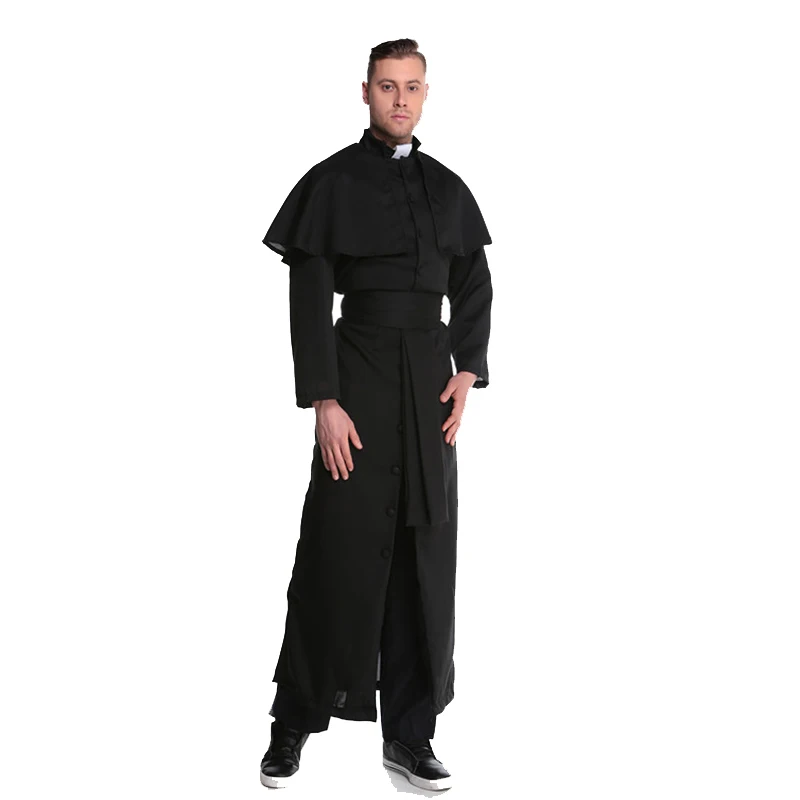 Black Men Jesus Missionary Costume Priest Christian Suits Male Nun Drama Clergyman Adults Carnival Cosplay Clothing Men Costumes (11)