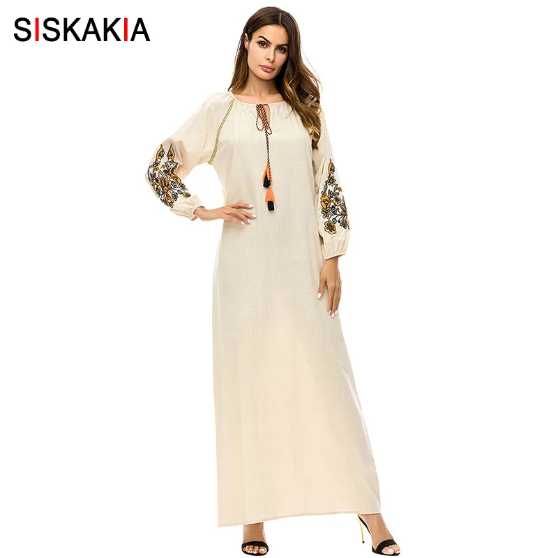 Siskakia Women long Dress Spring Autumn Fall Elegant ladies plus size Maxi dresses tassel drawstring Vintage ethnic design
Siskakia Women long Dress Spring Autumn Fall Elegant ladies plus size Maxi dresses tassel drawstring Vintage ethnic design