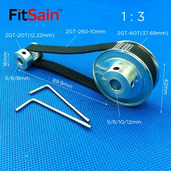 FitSain-2GT 20T:60T 1:3 Width 10mm aluminum alloy pulley reduction ratio synchronous wheel center hole 5-6-8-10-12mm
FitSain-2GT 20T:60T 1:3 Width 10mm aluminum alloy pulley reduction ratio synchronous wheel center hole 5-6-8-10-12mm