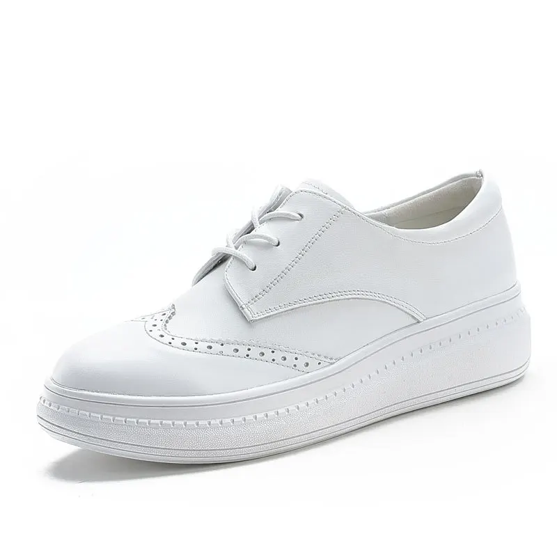 Genuine Leather White Oxford Shoes women Casual Flat Platform Shoes 2019 New Thick Bottom Fashion women's Leisure Shoes 
Genuine Leather White Oxford Shoes women Casual Flat Platform Shoes 2019 New Thick Bottom Fashion women's Leisure Shoes