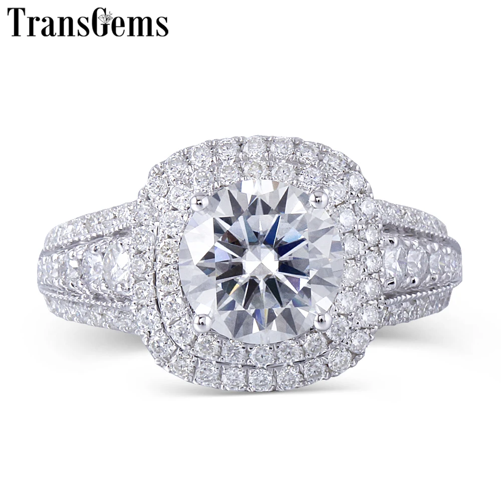 Transgems 14K White Gold Moissanite Double Halo Center 2ct 8mm F Color Moissanite Engagement Ring for women with Accents
Transgems 14K White Gold Moissanite Double Halo Center 2ct 8mm F Color Moissanite Engagement Ring for women with Accents