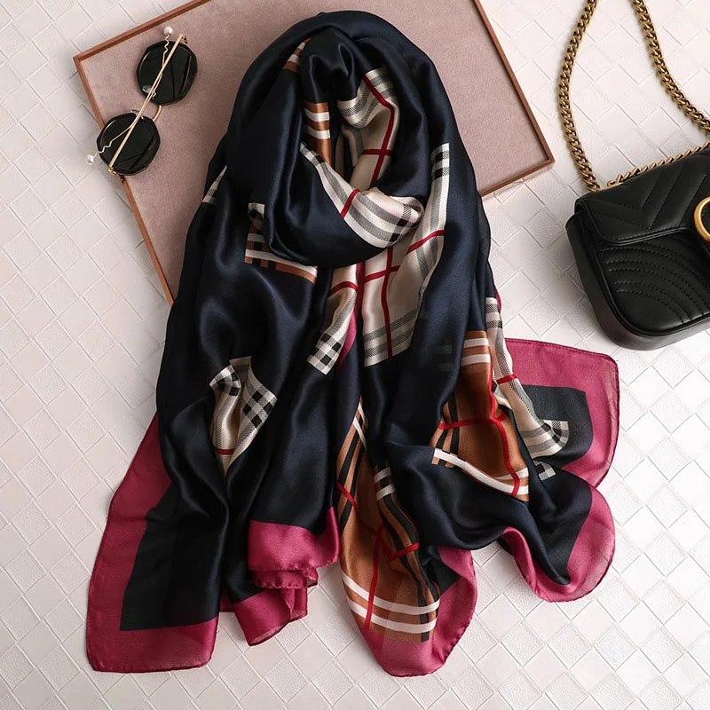 Spring ladies Scarves plaid Silk Scarf British Style Luxury brand Shawl Hijab Scarf foulard femme Shawl Soft bandana 180*90cm
Spring ladies Scarves plaid Silk Scarf British Style Luxury brand Shawl Hijab Scarf foulard femme Shawl Soft bandana 180*90cm