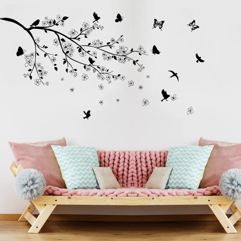 Branches birds Butterfly wall stickers Vinyl DIY decals for Living room Bedroom Kids decoration murals | Дом и сад