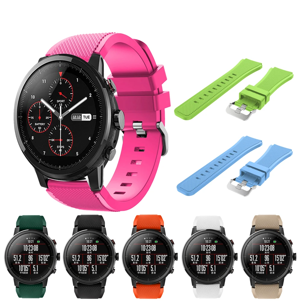 Фото Soft Silicagel Sports Watch Band Strap For Huami Amazfit Stratos Smart for Pace 2/2S Straps 22mm Bracelet | Электроника