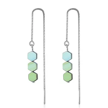 New Fashion Hexagonal Geometric Dradient Ear Line 925 Sterling Silver Jewelry Long Fresh Three Colors Dangle Earrings SE687 
New Fashion Hexagonal Geometric Dradient Ear Line 925 Sterling Silver Jewelry Long Fresh Three Colors Dangle Earrings SE687
