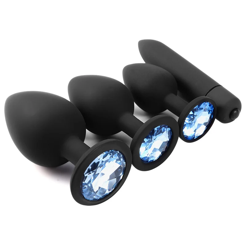 3/4PCS,Crystal Silicone Anal Plug 10 Speed Dildo Vibrator Sex toys For Woman Vagina Anal Vibrators Masturbator Sex Products