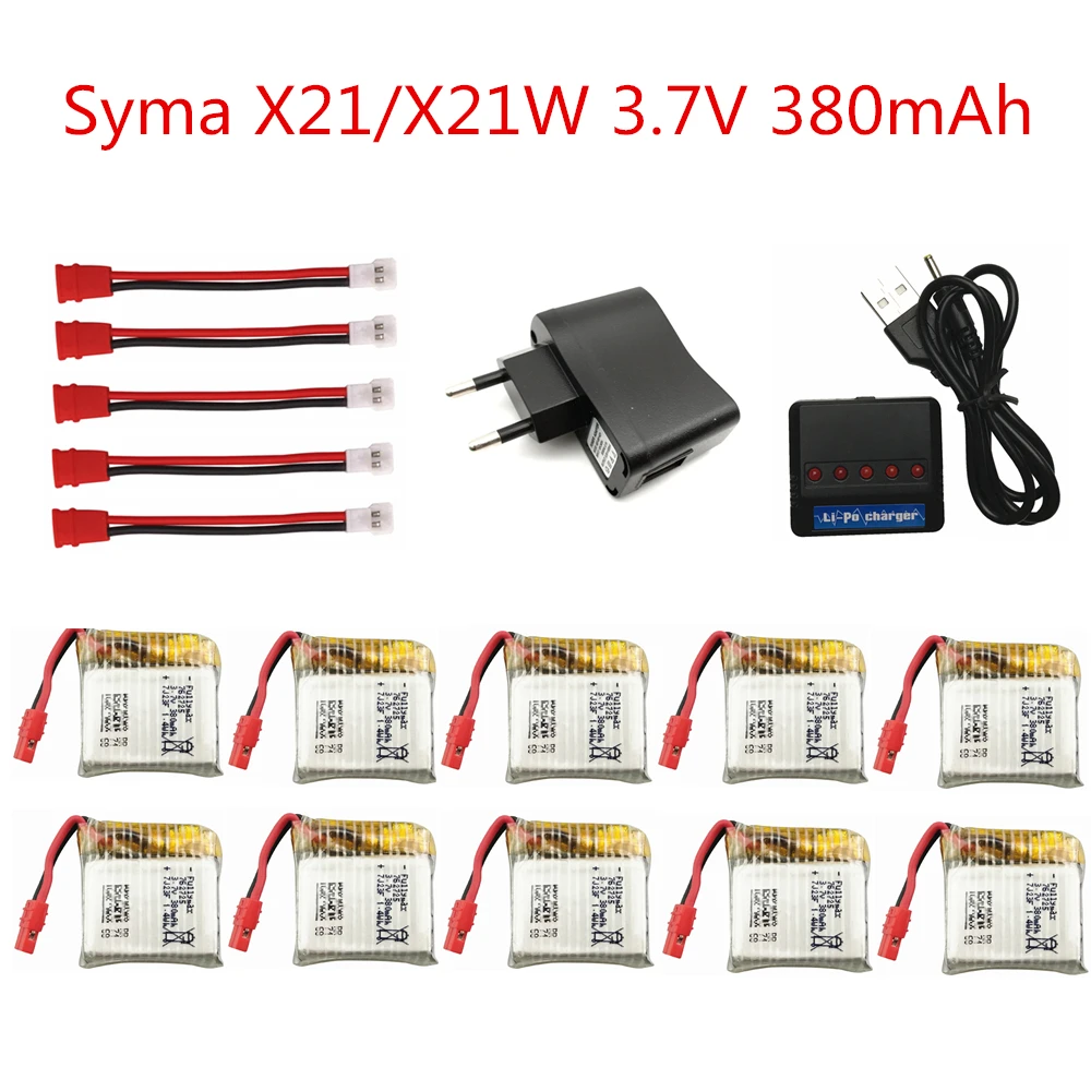 

Syma X21 / X21w X26 drone battery RC Quadcopter Spare Parts Accessories 3.7V 380mAh Battery and Charger 5-1 Cable