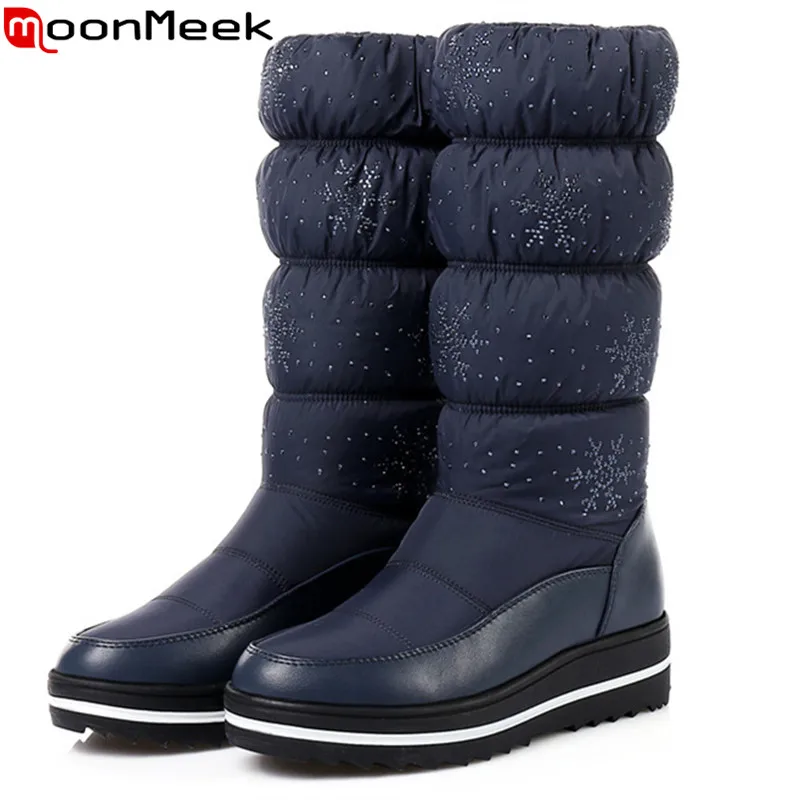 MoonMeek fashion new women boots platform snow boots black bule high quality winter Down waterproof Keep warm mid calf boots
MoonMeek fashion new women boots platform snow boots black bule high quality winter Down waterproof Keep warm mid calf boots