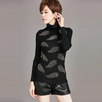 New 2017 Autumn Winter Women's Fashion Slim Elastic Beading Long Sleeve Turtleneck Black Sweater Ladies Casual Sequins Sweater
New 2017 Autumn Winter Women's Fashion Slim Elastic Beading Long Sleeve Turtleneck Black Sweater Ladies Casual Sequins Sweater