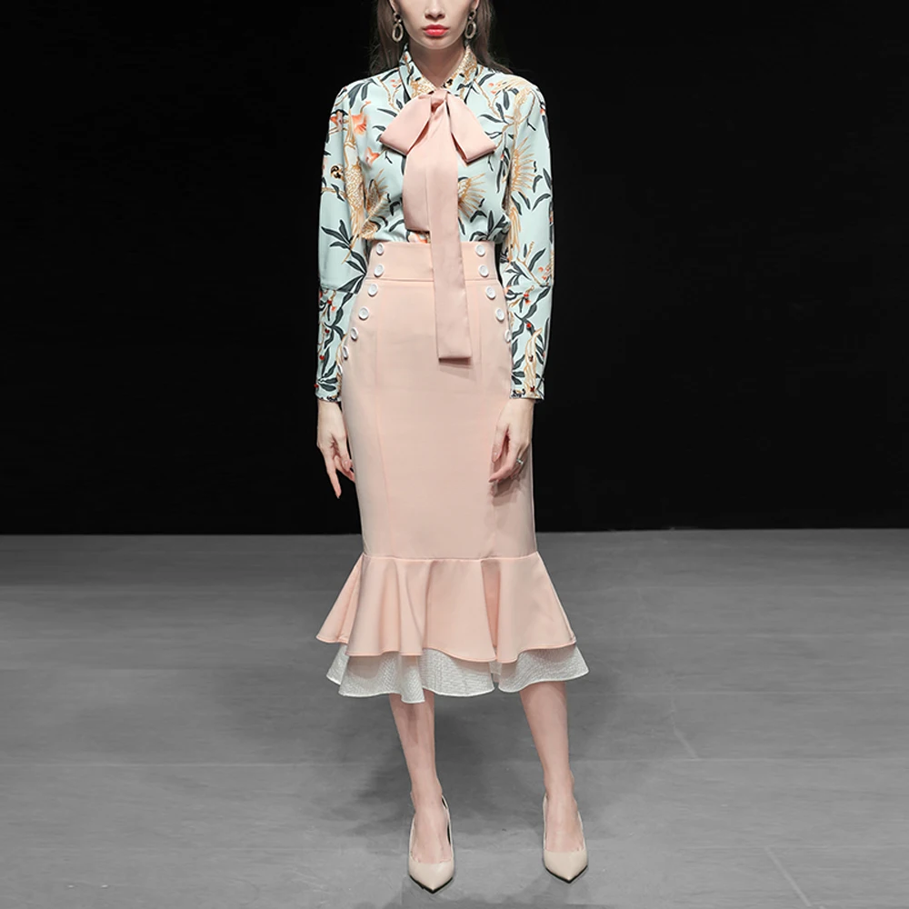 Red RoosaRosee 2019 Fashion Women Summer Twinsets Runway Red Button Two Piece Set Floral Print Blouse Tops + Mermaid Skirt Suits
Red RoosaRosee 2019 Fashion Women Summer Twinsets Runway Red Button Two Piece Set Floral Print Blouse Tops + Mermaid Skirt Suits