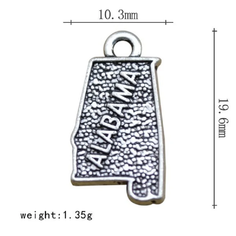 30PCS ALABAMA State Map Charm Dangle Zinc Alloy Charms Double Sided Lettering Fit For DIY Bracelet&Earrings Pendant Jewelry
30PCS ALABAMA State Map Charm Dangle Zinc Alloy Charms Double Sided Lettering Fit For DIY Bracelet&Earrings Pendant Jewelry