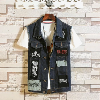 Men Denim Vest Jackets Good Quality Jean Jackets New Summer Men Cotton Holes Denim Vest Coats Outwear Casual Jean Coats Size 4XL
Men Denim Vest Jackets Good Quality Jean Jackets New Summer Men Cotton Holes Denim Vest Coats Outwear Casual Jean Coats Size 4XL